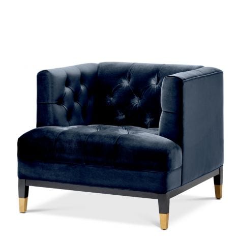 Eichholtz Living Chair Castelle - Savona Midnight Blue Velvet with Black & Brass Legs House of Isabella UK