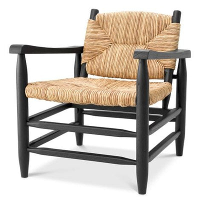 Eichholtz Living Chair Elliott Classic black finish | natural seagrass rush House of Isabella UK