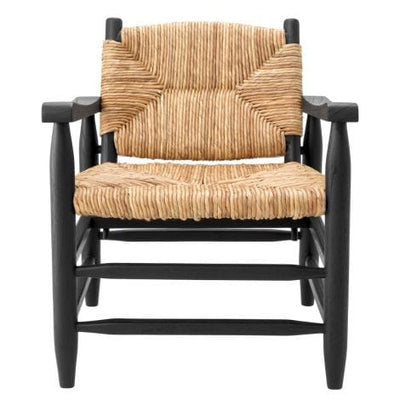 Eichholtz Living Chair Elliott Classic black finish | natural seagrass rush House of Isabella UK