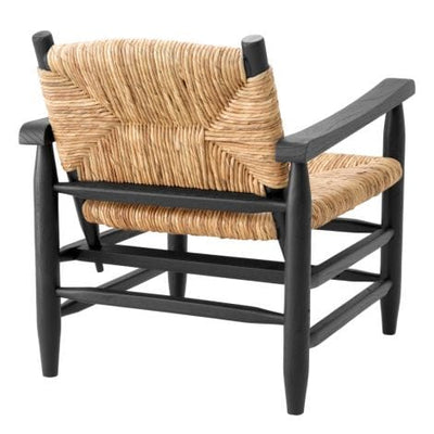 Eichholtz Living Chair Elliott Classic black finish | natural seagrass rush House of Isabella UK