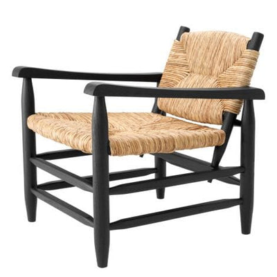 Eichholtz Living Chair Elliott Classic black finish | natural seagrass rush House of Isabella UK