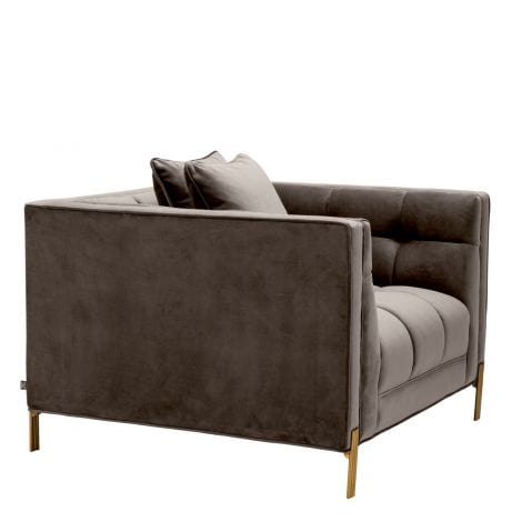 Eichholtz Living Chair Sienna - Savona Grey Velvet with Brushed Brass Finish House of Isabella UK