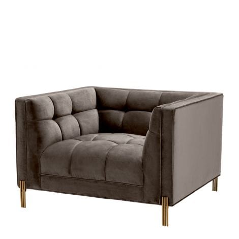 Eichholtz Living Chair Sienna - Savona Grey Velvet with Brushed Brass Finish House of Isabella UK
