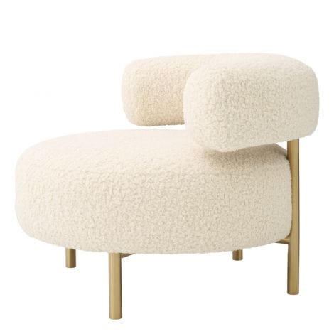 Eichholtz Living Chair Thompson Faux shearling | brushed brass finish legs House of Isabella UK
