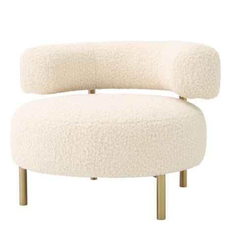 Eichholtz Living Chair Thompson Faux shearling | brushed brass finish legs House of Isabella UK