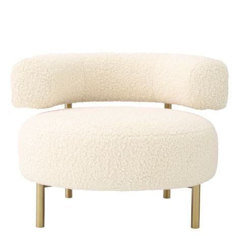 Eichholtz Living Chair Thompson Faux shearling | brushed brass finish legs House of Isabella UK