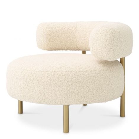 Eichholtz Living Chair Thompson Faux shearling | brushed brass finish legs House of Isabella UK
