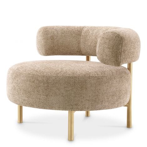 Eichholtz Living Chair Thompson Lyssa sand | brushed brass finish legs House of Isabella UK