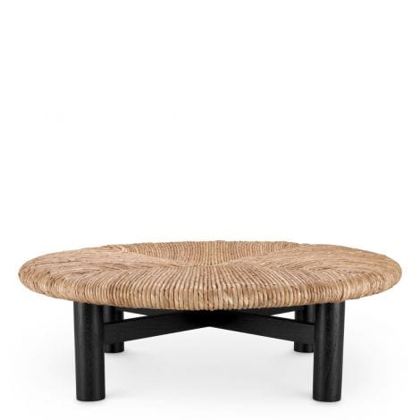 Eichholtz Living Coffee Table Costello Classic black finish | natural seagrass rush House of Isabella UK