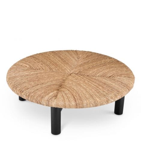 Eichholtz Living Coffee Table Costello Classic black finish | natural seagrass rush House of Isabella UK