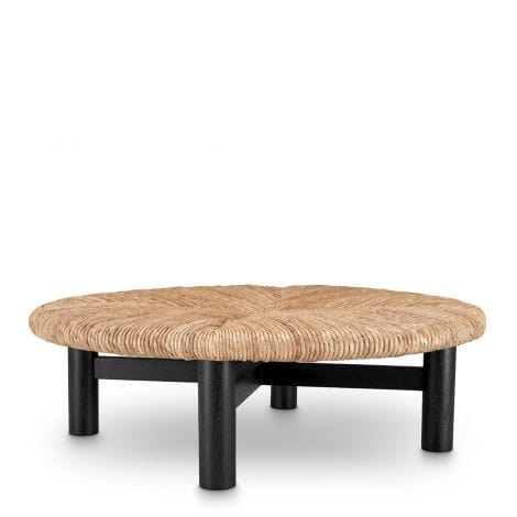 Eichholtz Living Coffee Table Costello Classic black finish | natural seagrass rush House of Isabella UK