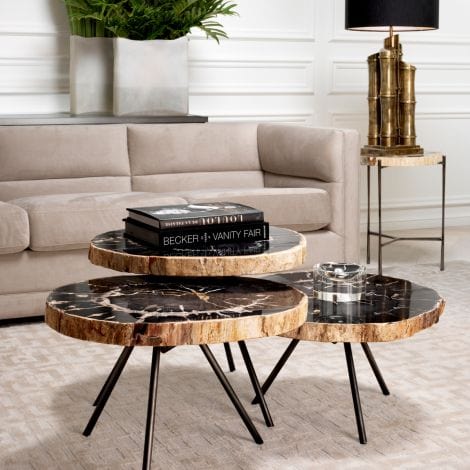 Eichholtz Living Coffee Table De Soto - Dark Range with Black Legs - Set of 3 House of Isabella UK
