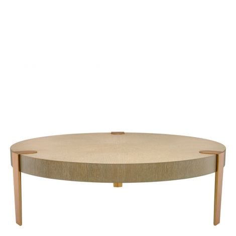 Eichholtz Living Coffee Table Oxnard - Washed Oak Veneer & Brushed Brass House of Isabella UK