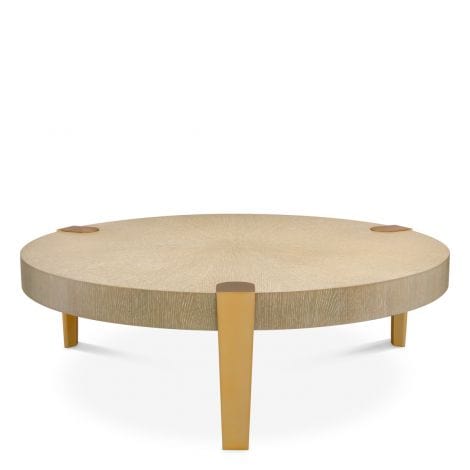 Eichholtz Living Coffee Table Oxnard - Washed Oak Veneer & Brushed Brass House of Isabella UK
