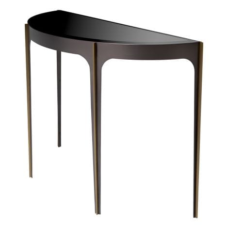 Eichholtz Living Console Table Artemisa Bronze finish | brushed brass finish | black bevelled glass House of Isabella UK