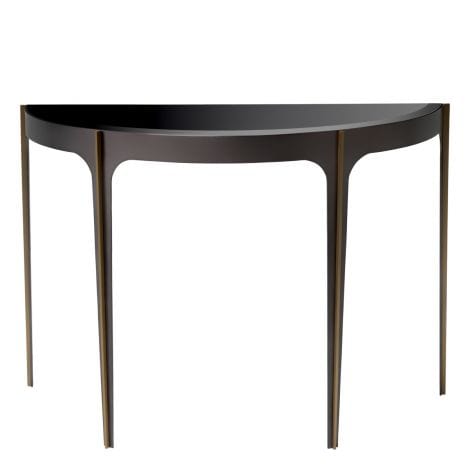 Eichholtz Living Console Table Artemisa Bronze finish | brushed brass finish | black bevelled glass House of Isabella UK