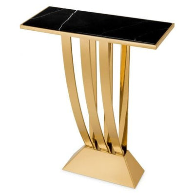 Eichholtz Living Console Table Beau Deco Gold finish | black marble top House of Isabella UK