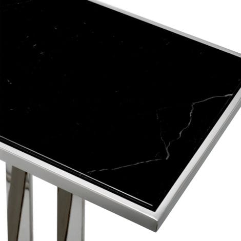 Eichholtz Living Console Table Beau Deco Polished stainless steel | black marble top House of Isabella UK