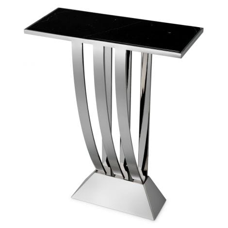 Eichholtz Living Console Table Beau Deco Polished stainless steel | black marble top House of Isabella UK