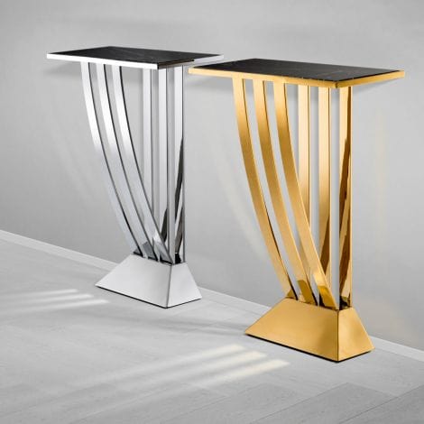 Eichholtz Living Console Table Beau Deco Polished stainless steel | black marble top House of Isabella UK