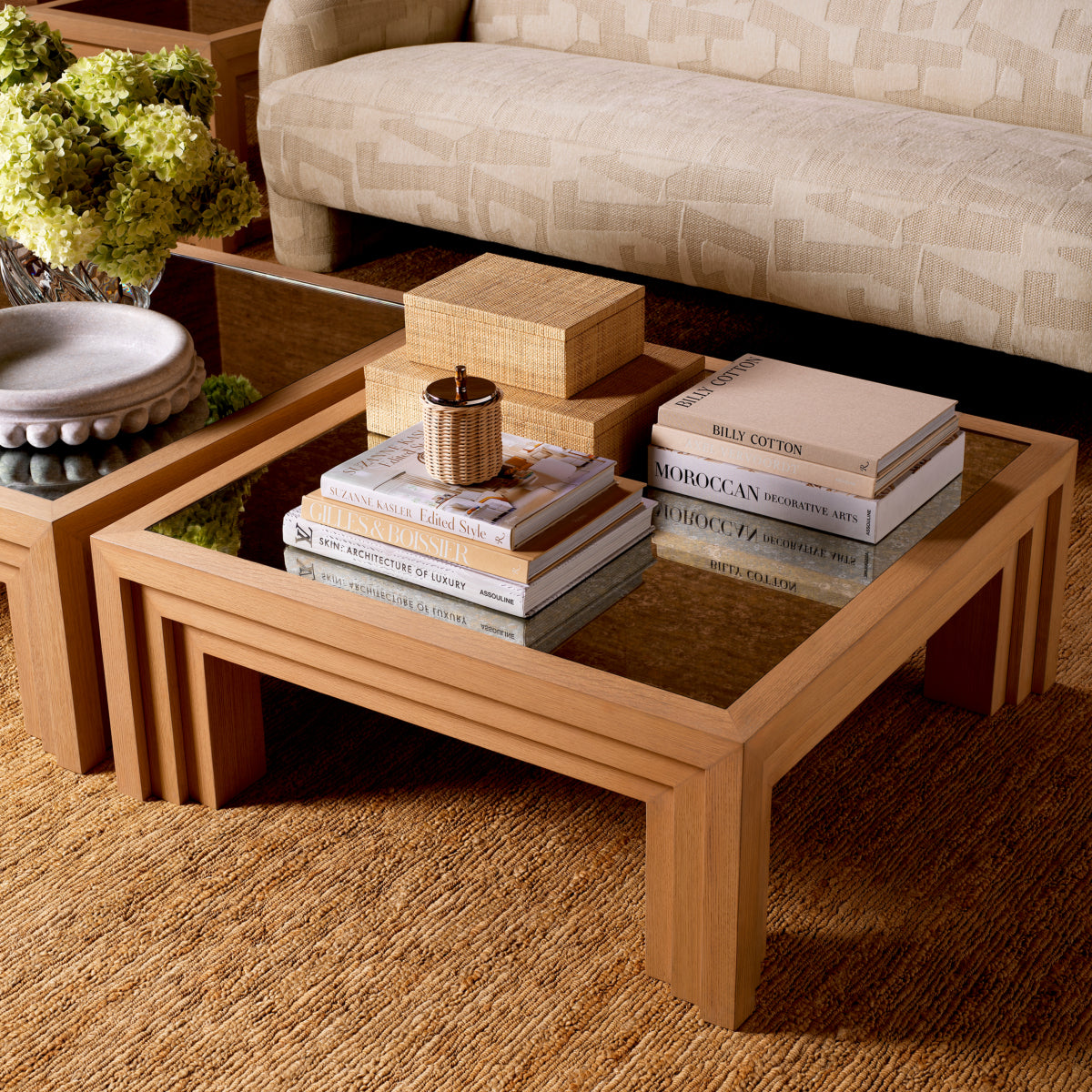 Eichholtz Living Natural Oak Open Grain Veneer Coffee Table Metropolitan House of Isabella UK