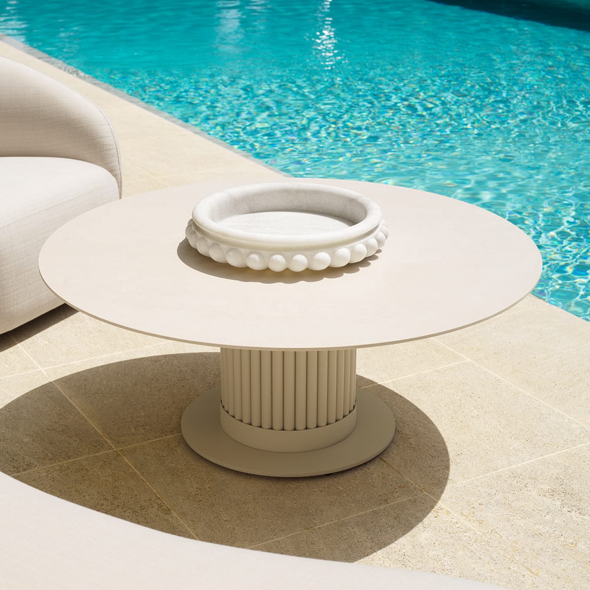 Eichholtz Living Sand Finish Outdoor Coffee Table Volterra Round House of Isabella UK