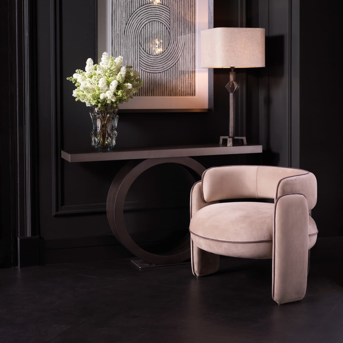 Eichholtz Living Savona Greige Velvet Chair Chaplin House of Isabella UK