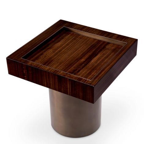 Eichholtz Living Side Table Otus square Eucalyptus high gloss veneer | bronze finish House of Isabella UK
