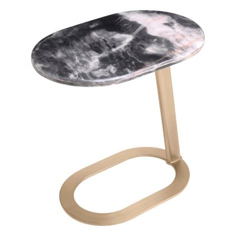 Eichholtz Living Side Table Oyo Brushed brass finish | black marble top House of Isabella UK