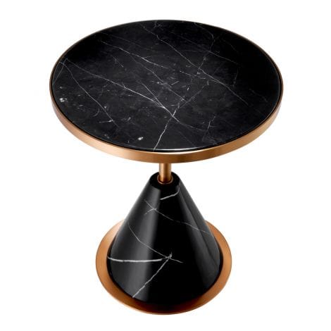 Eichholtz Living Side Table Park Lane - Brushed Copper & Black Faux Marble House of Isabella UK