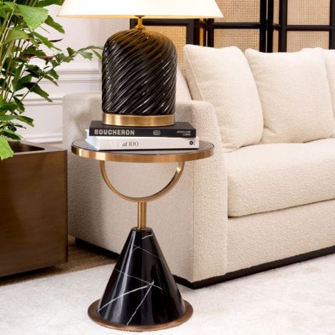 Eichholtz Living Side Table Park Lane - Brushed Copper & Black Faux Marble House of Isabella UK