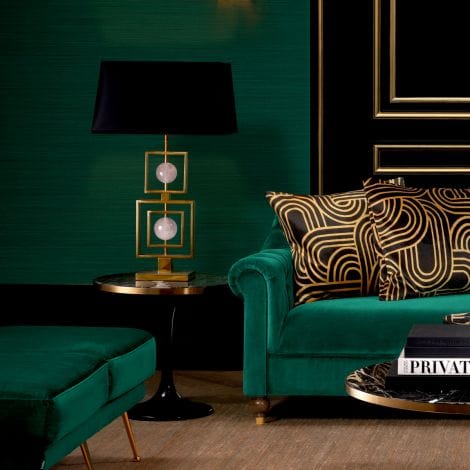 Eichholtz Living Side Table Parme - Black Faux Marble & Brushed Brass Finish House of Isabella UK