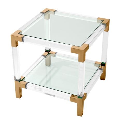 Eichholtz Living Side Table Royalton - Clear Acrylic & Brushed Brass Finish House of Isabella UK