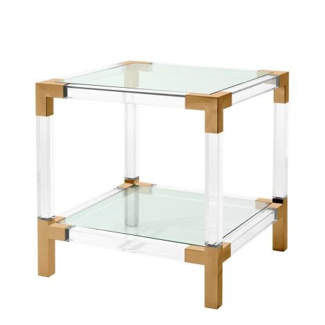 Eichholtz Living Side Table Royalton - Clear Acrylic & Brushed Brass Finish House of Isabella UK