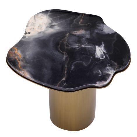 Eichholtz Living Side Table Shapiro Brushed brass finish | black marble top House of Isabella UK