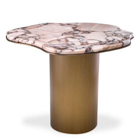 Eichholtz Living Side Table Shapiro Brushed brass finish | marble top House of Isabella UK