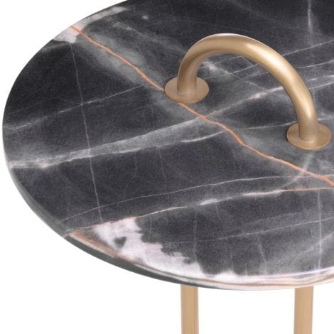 Eichholtz Living Side Table Zappa Brushed brass finish | black marble top House of Isabella UK