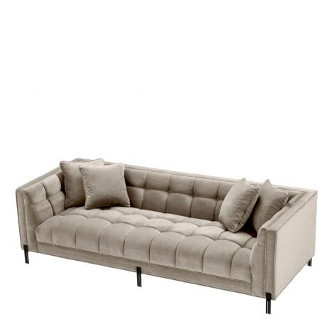 Eichholtz Living Sofa Sienna - Savona Greige Velvet with Black Legs House of Isabella UK