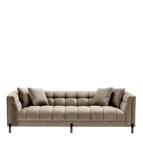 Eichholtz Living Sofa Sienna - Savona Greige Velvet with Black Legs House of Isabella UK