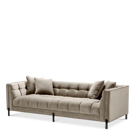 Eichholtz Living Sofa Sienna - Savona Greige Velvet with Black Legs House of Isabella UK