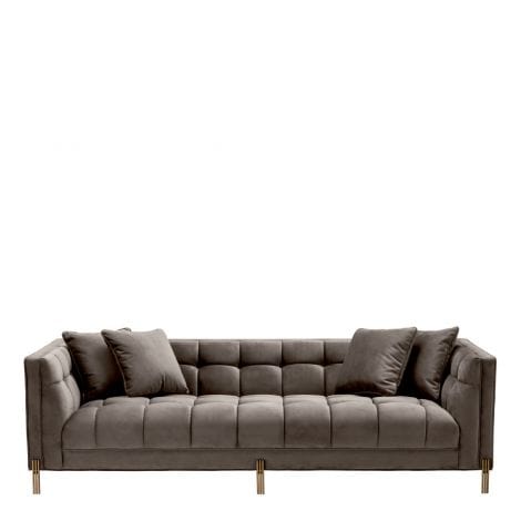 Eichholtz Living Sofa Sienna - Savona Grey Velvet with Brushed Brass Legs House of Isabella UK