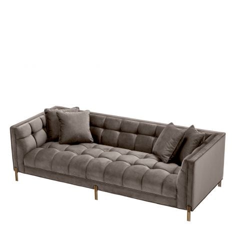 Eichholtz Living Sofa Sienna - Savona Grey Velvet with Brushed Brass Legs House of Isabella UK
