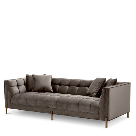 Eichholtz Living Sofa Sienna - Savona Grey Velvet with Brushed Brass Legs House of Isabella UK