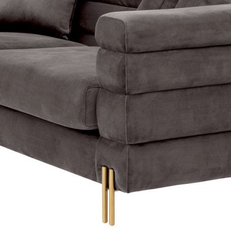 Eichholtz Living Sofa York Sovana Grey Velvet and Brass Legs House of Isabella UK