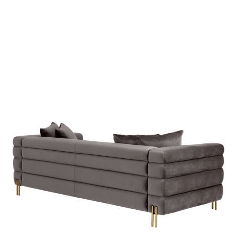 Eichholtz Living Sofa York Sovana Grey Velvet and Brass Legs House of Isabella UK