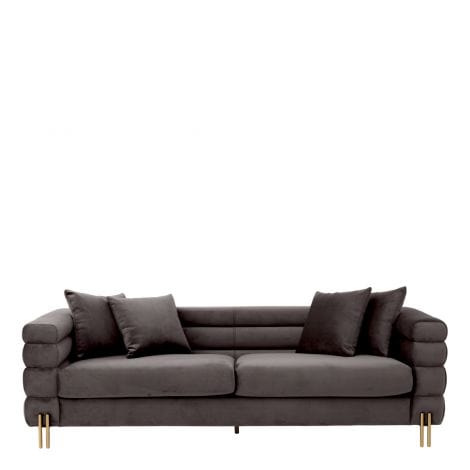 Eichholtz Living Sofa York Sovana Grey Velvet and Brass Legs House of Isabella UK