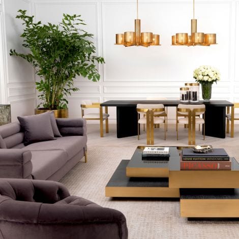 Eichholtz Living Sofa York Sovana Grey Velvet and Brass Legs House of Isabella UK