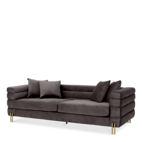 Eichholtz Living Sofa York Sovana Grey Velvet and Brass Legs House of Isabella UK