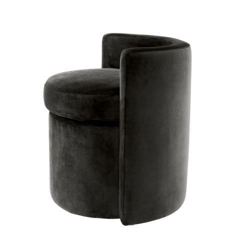 Eichholtz Living STOOL ARCADIA - ROCHE DARK GREY VELVET House of Isabella UK