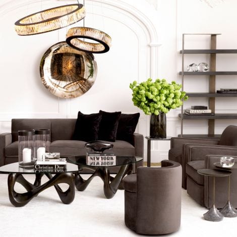 Eichholtz Living STOOL ARCADIA - ROCHE DARK GREY VELVET House of Isabella UK